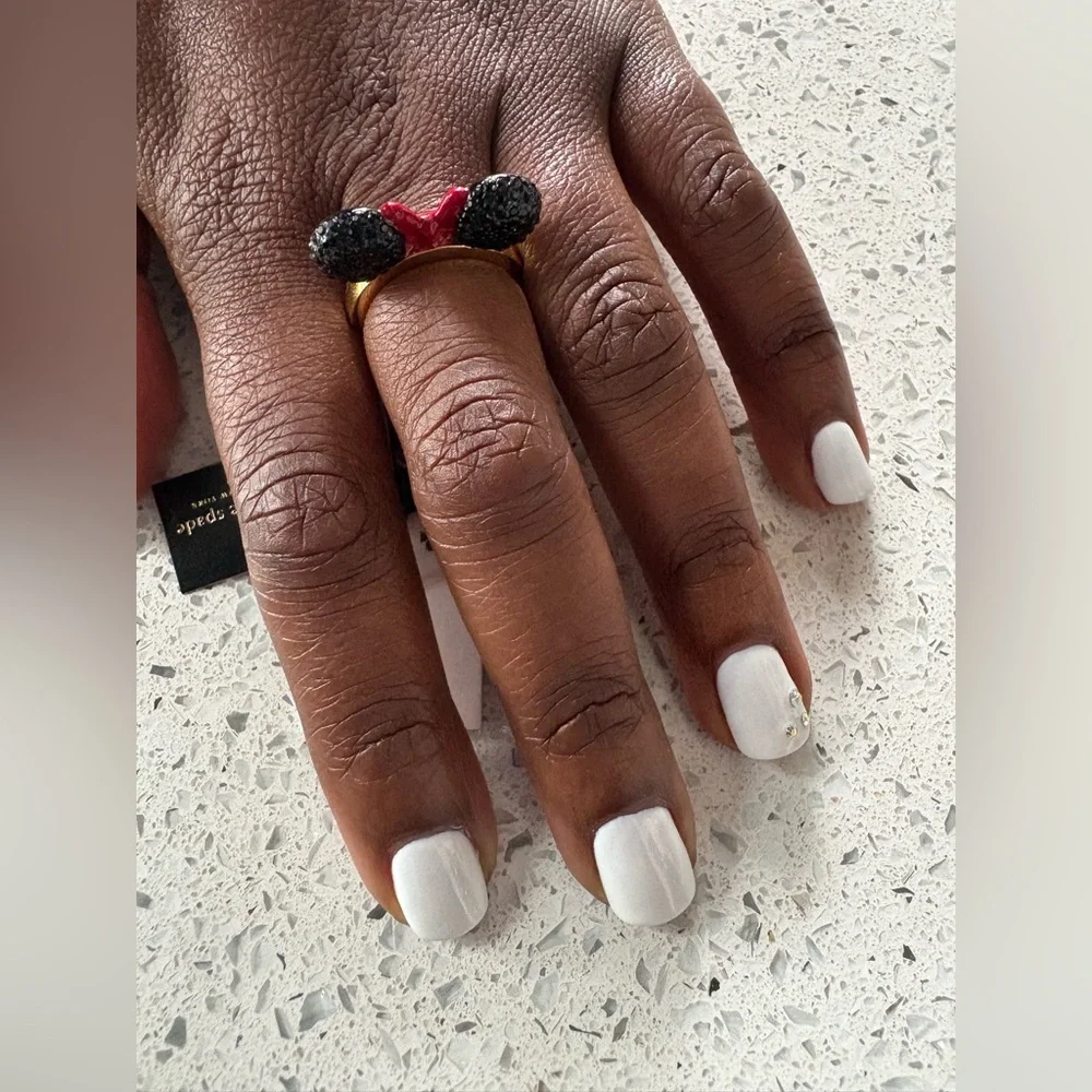 KATE SPADE Disney Minnie Mouse Ears Gold & Black Ring Size 8 - Picture 4 of 4